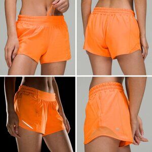 Lululemon Hotty Hot Low-Rise Lined Short 4" in Orange Soda, Size 4